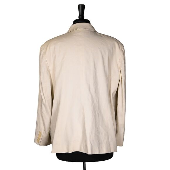 Talbots Women's Blazer Beige Linen Stretch Three Button Italian Suit Jacket 18WP - Picture 2 of 9